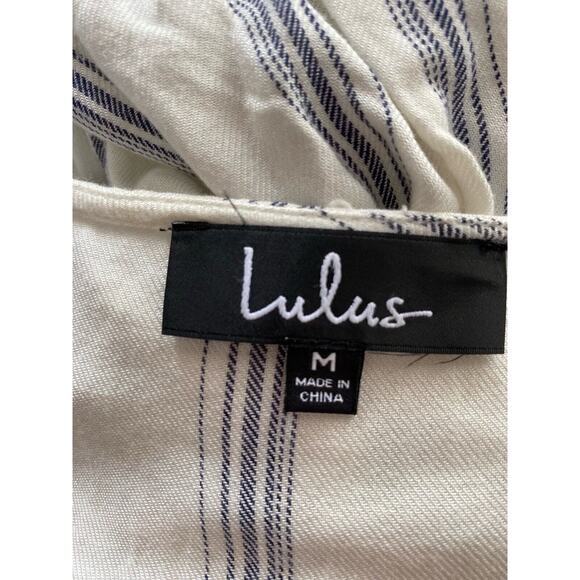 Lulus Striped Romper SZ M Faux Wrap Classic‎ Vacation Sexy Coquette Girl - Picture 4 of 8